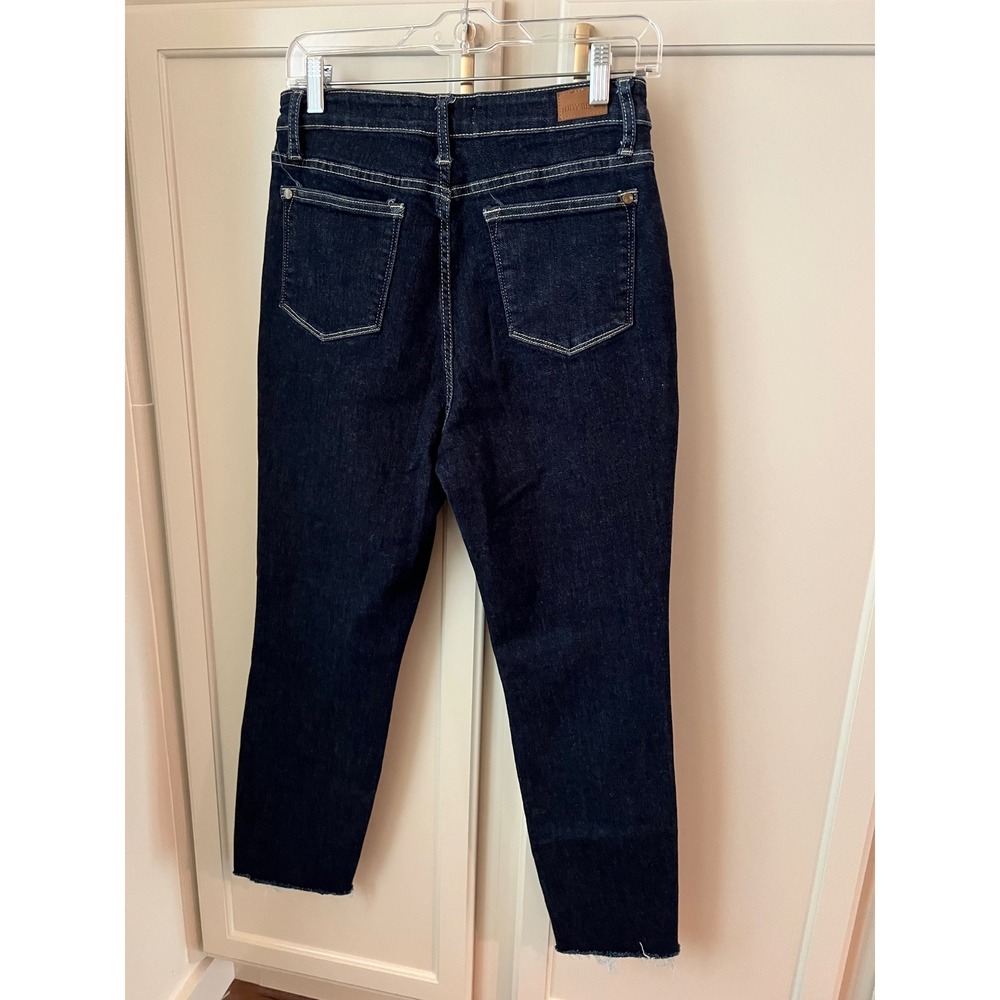 Judy Blue High Waisted Mom Jeans Dark Wash Raw Hem Indigo Denim Size 28 / SIze 7